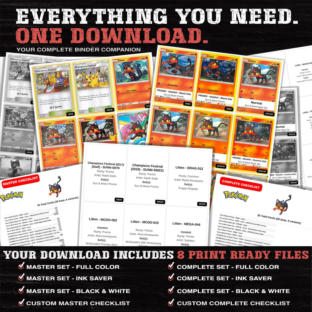 Everything included in the Litten master set download - 8 PDF files