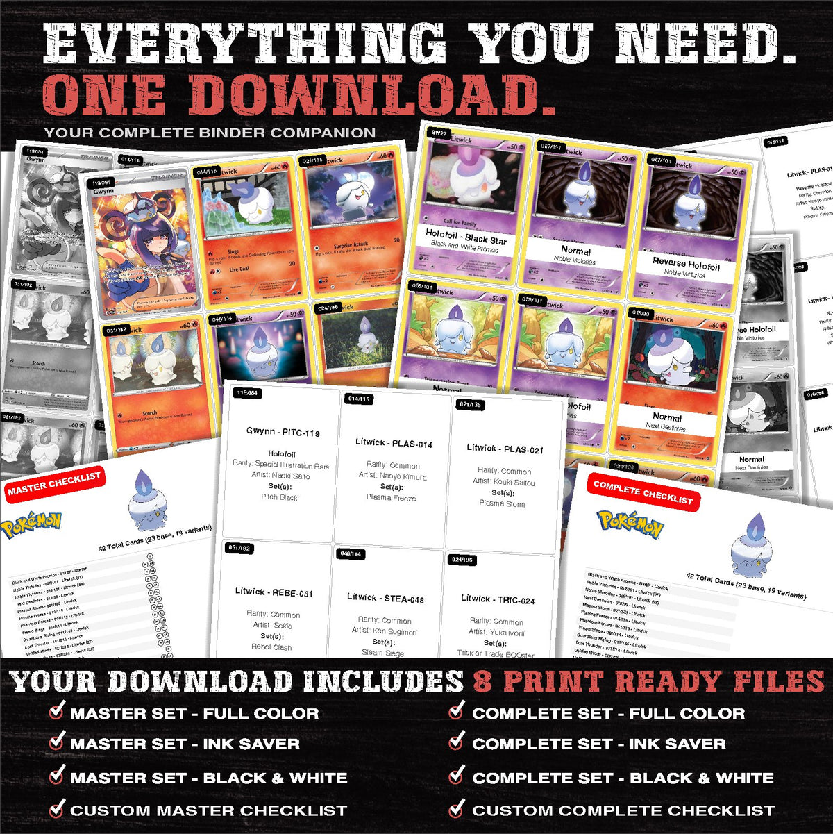 Everything included in the Litwick master set download - 8 PDF files