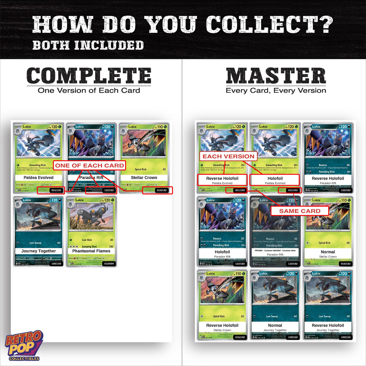 Complete Set vs Master Set versions of the Lokix binder placeholders