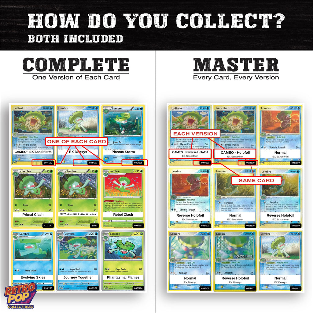 Complete Set vs Master Set versions of the Lombre binder placeholders