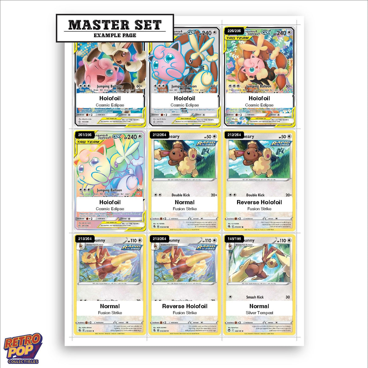 Printed Lopunny Pokemon placeholders in binder - real photo 1