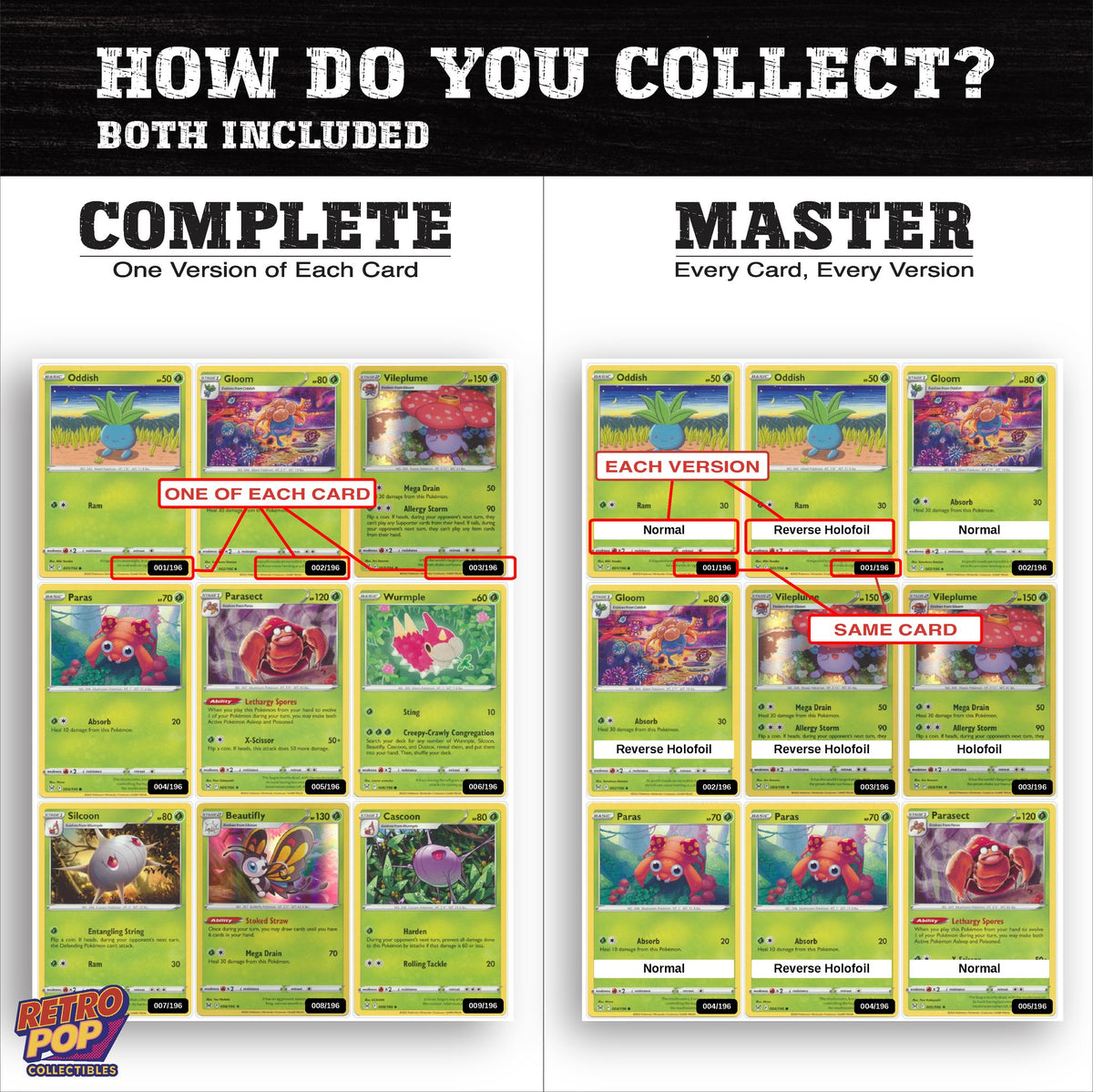 Complete Set vs Master Set versions of Lost Origin binder placeholders