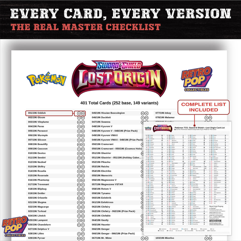 Lost Origin Pokemon card checklist PDF preview