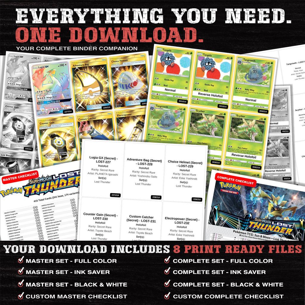 Everything included in the Lost Thunder placeholder download - 8 PDF files
