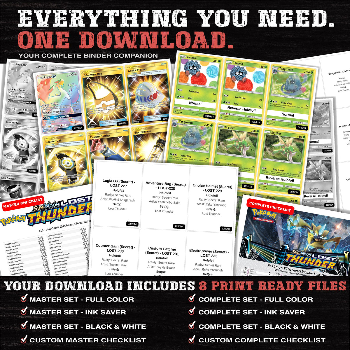 Everything included in the Lost Thunder placeholder download - 8 PDF files
