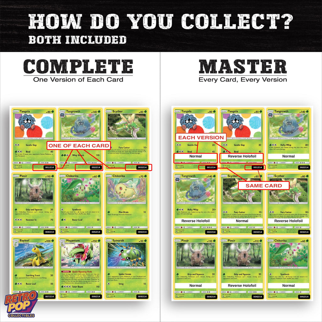 Complete Set vs Master Set versions of Lost Thunder binder placeholders