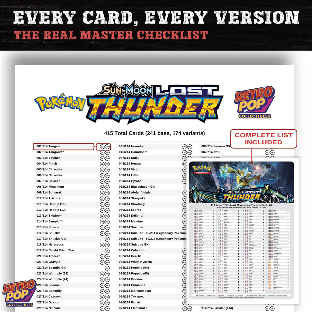 Lost Thunder Pokemon card checklist PDF preview