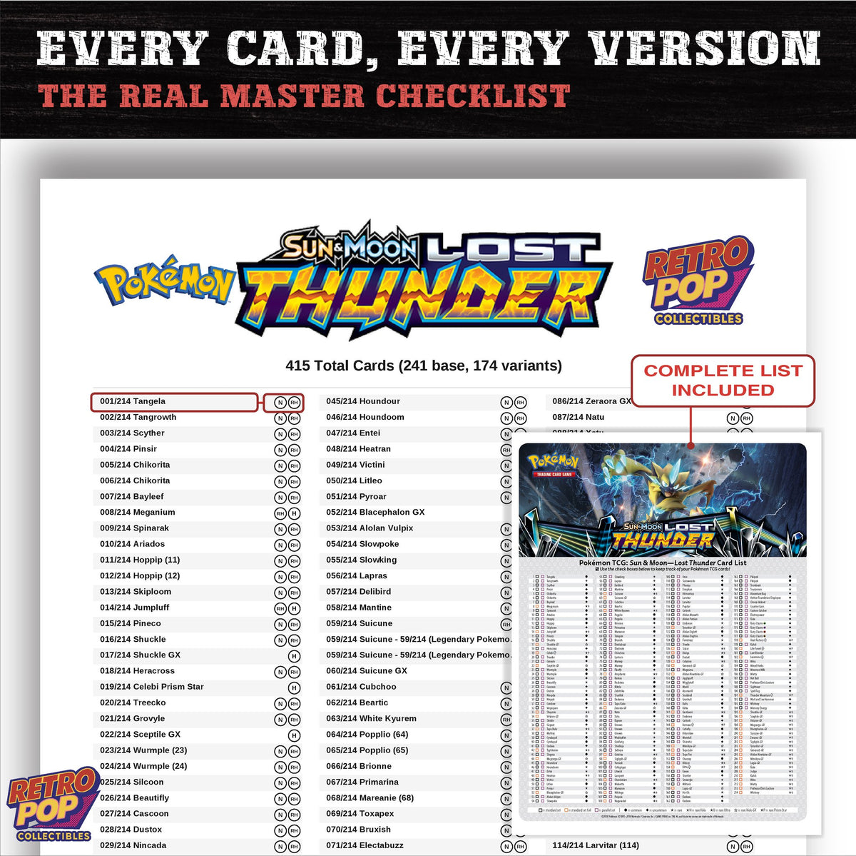 Lost Thunder Pokemon card checklist PDF preview