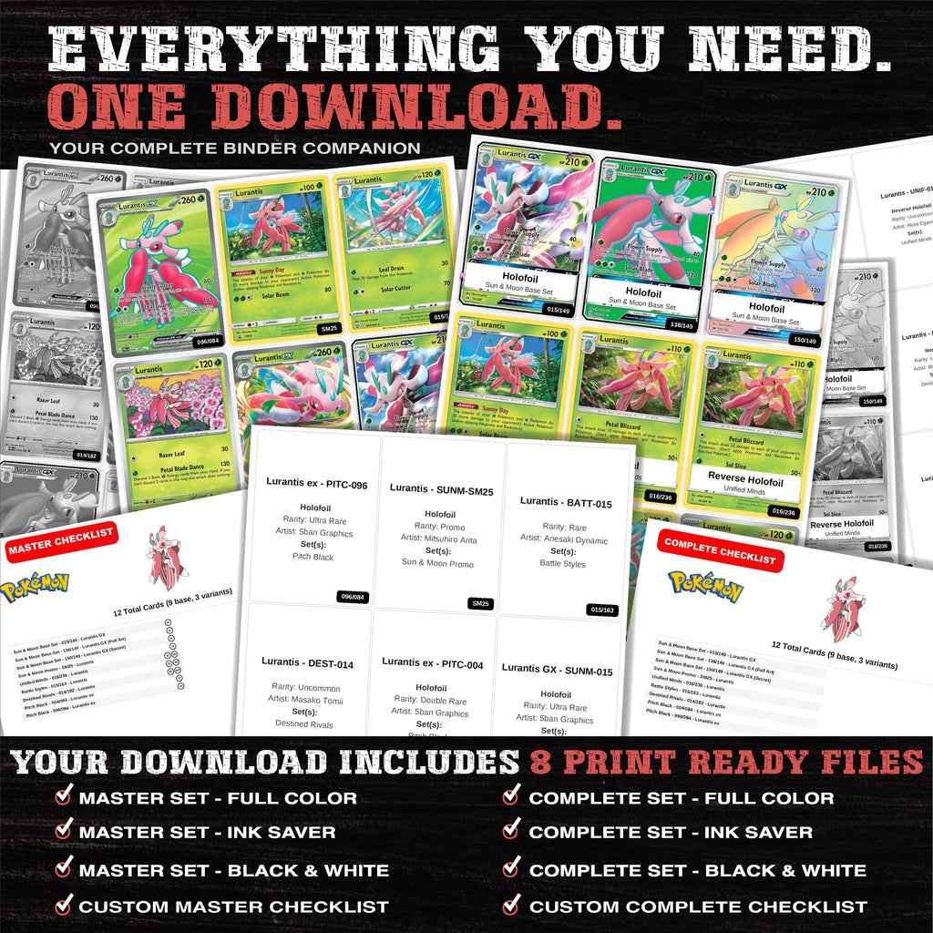 Everything included in the Lurantis master set download - 8 PDF files