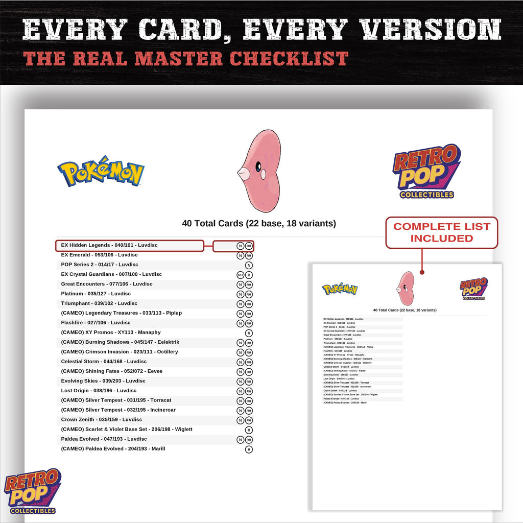 Luvdisc master set checklist PDF preview - every card listed