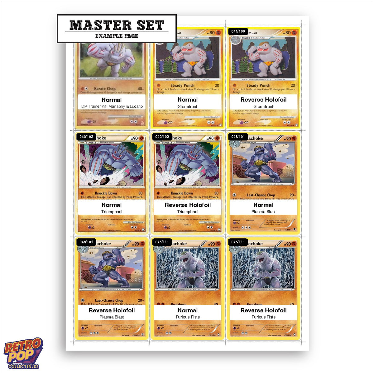 Printed Machoke Pokemon placeholders in binder - real photo 1