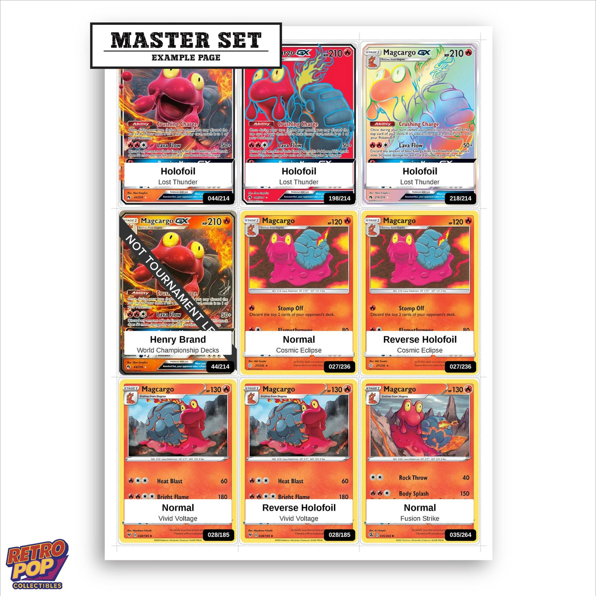 Printed Magcargo Pokemon placeholders in binder - real photo 1