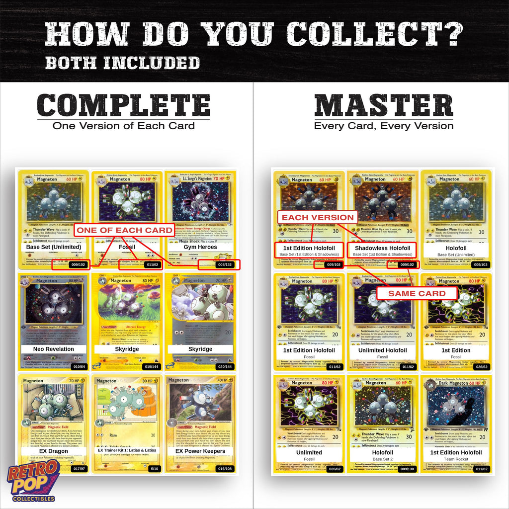 Complete Set vs Master Set versions of the Magneton binder placeholders