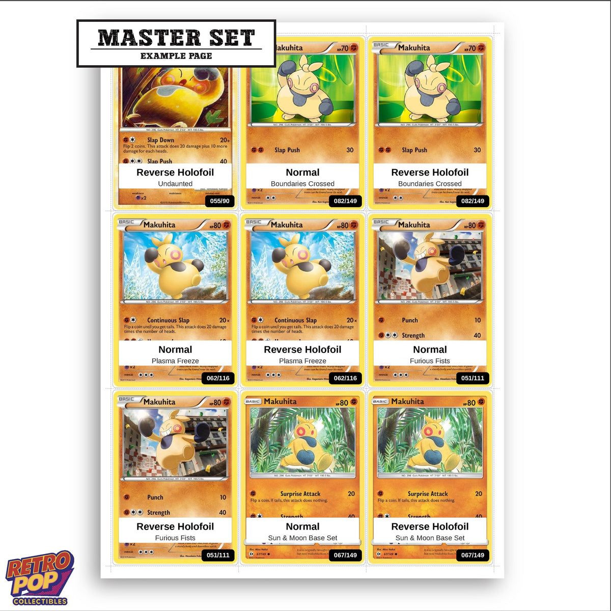 Printed Makuhita Pokemon placeholders in binder - real photo 3