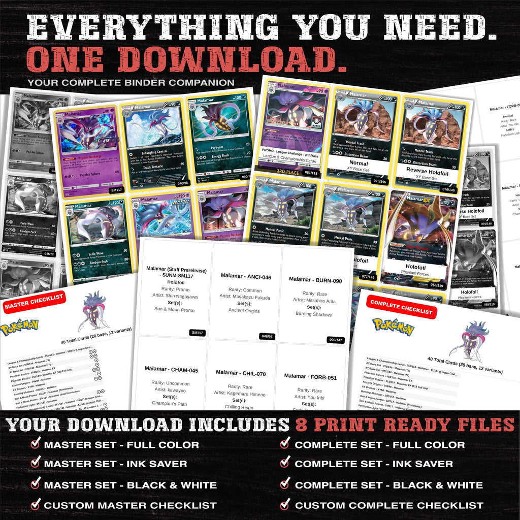 Everything included in the Malamar master set download - 8 PDF files