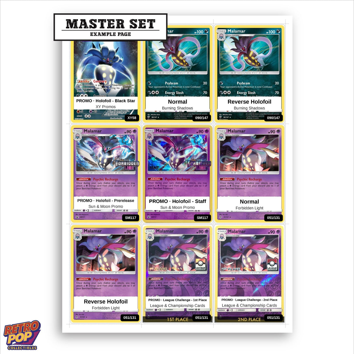 Printed Malamar Pokemon placeholders in binder - real photo 1