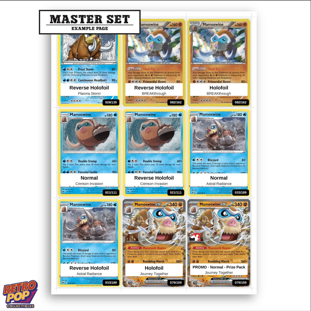 Printed Mamoswine Pokemon placeholders in binder - real photo 3