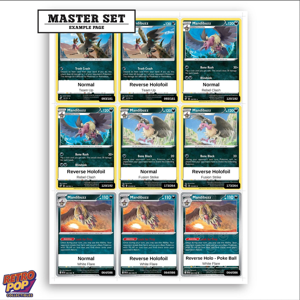 Printed Mandibuzz Pokemon placeholders in binder - real photo 3