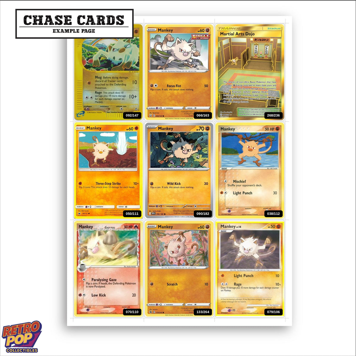 Printed Mankey Pokemon placeholders in binder - real photo 2