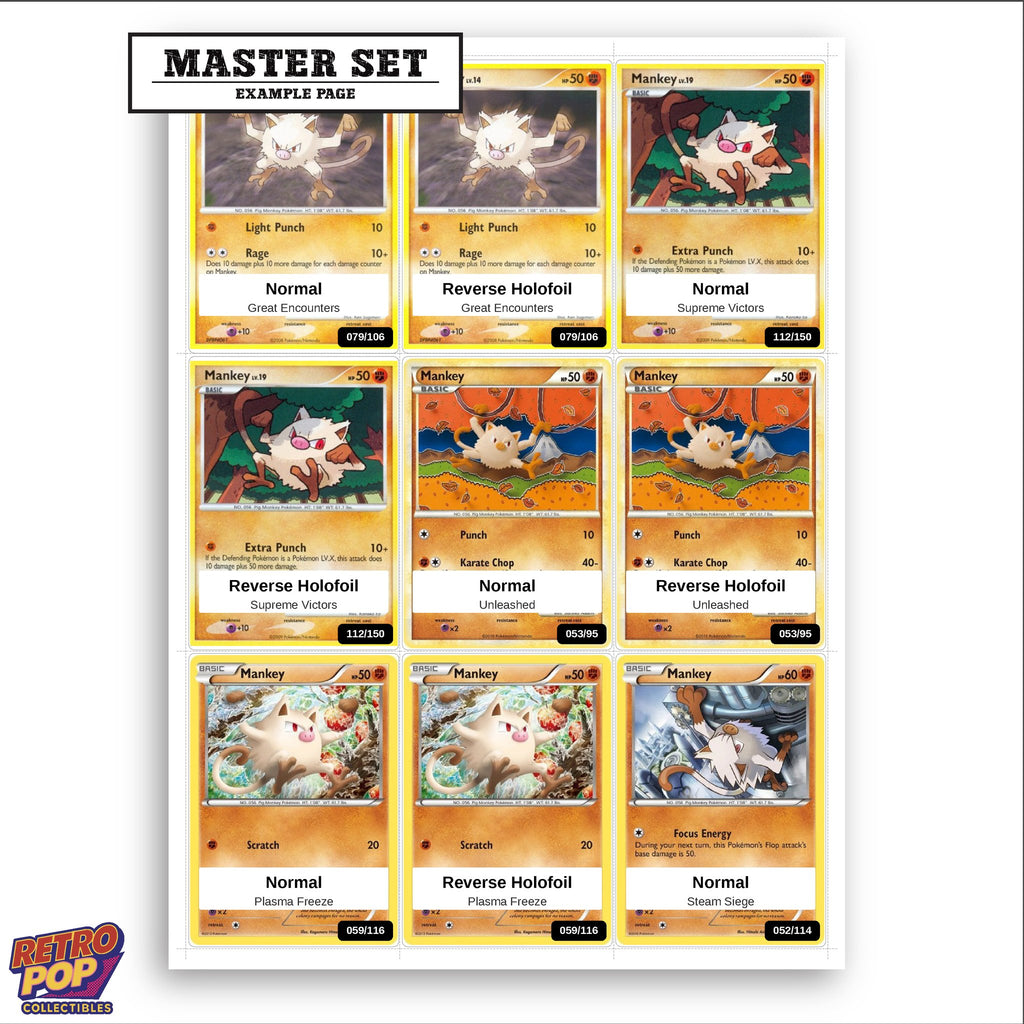 Printed Mankey Pokemon placeholders in binder - real photo 3