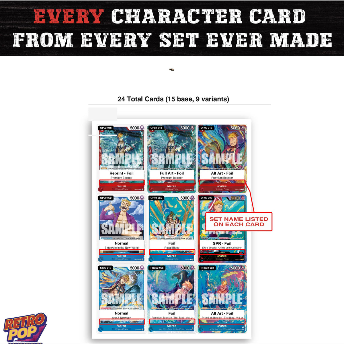 Marco One Piece TCG character master set - every English Marco card