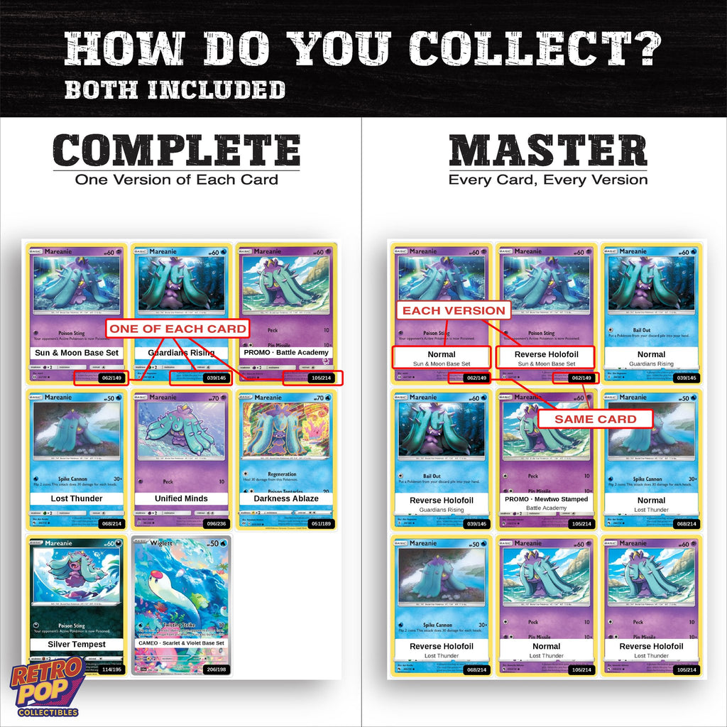 Complete Set vs Master Set versions of the Mareanie binder placeholders