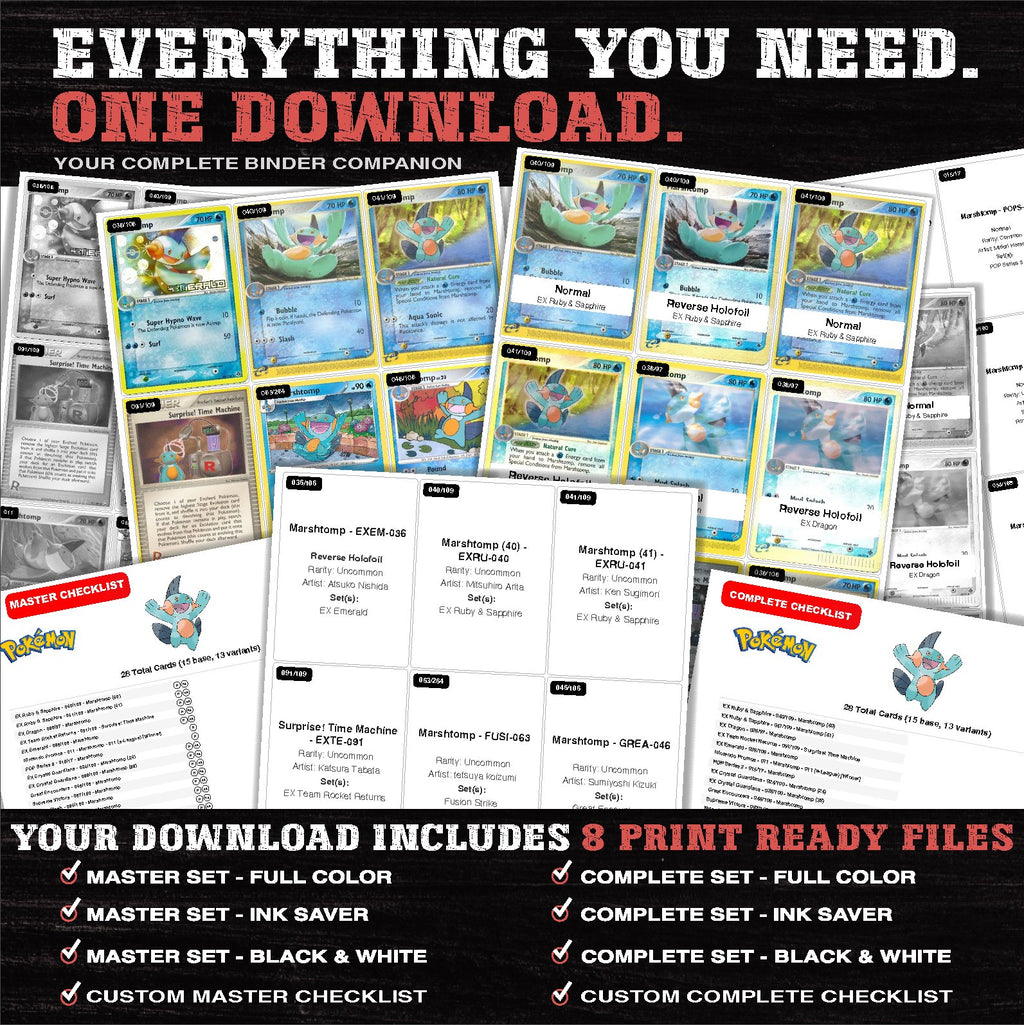 Everything included in the Marshtomp master set download - 8 PDF files