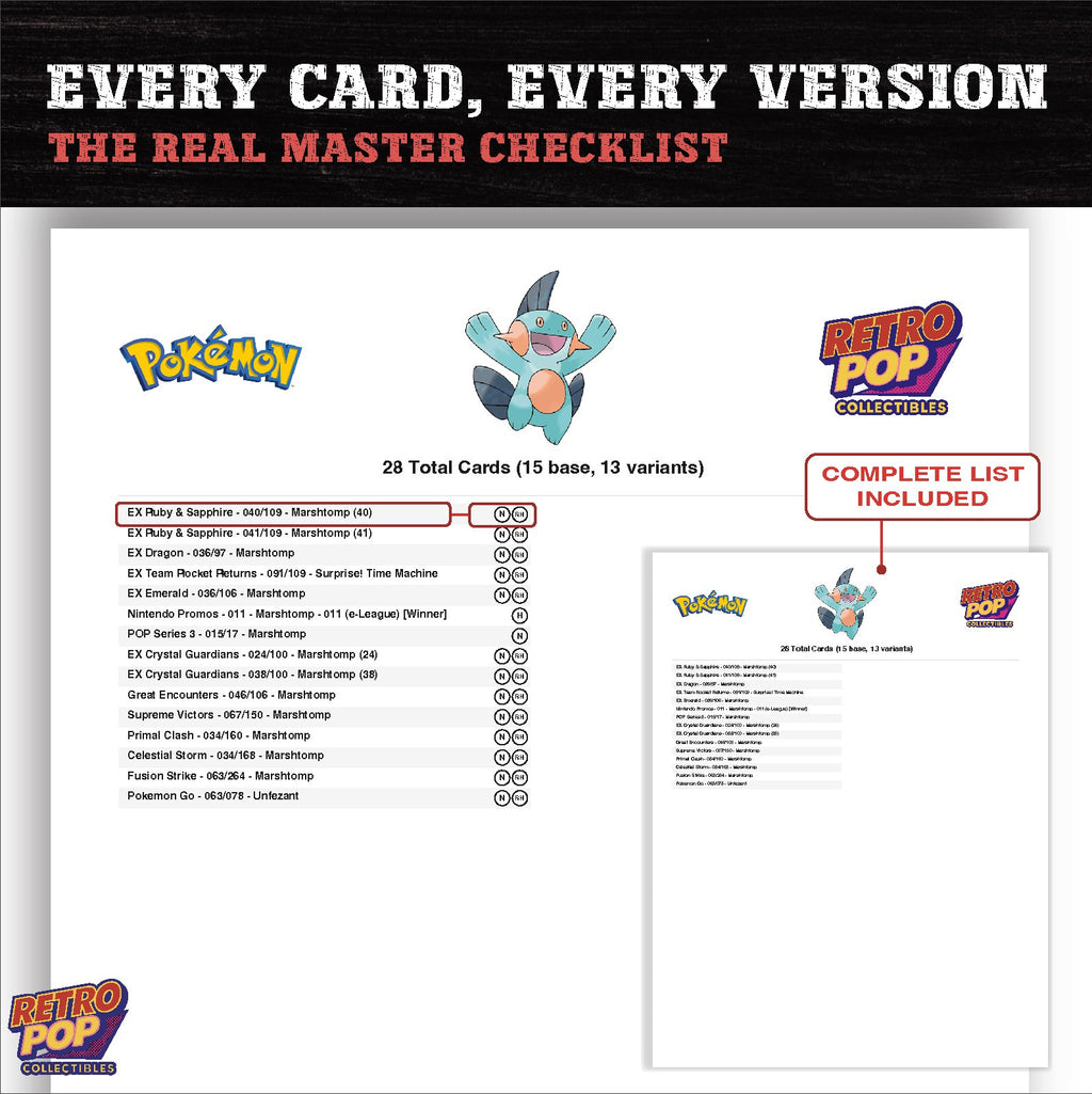 Marshtomp master set checklist PDF preview - every card listed