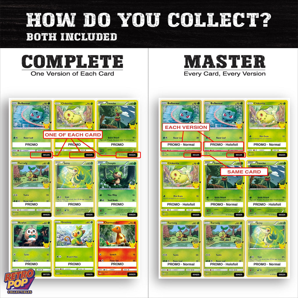 Complete Set vs Master Set versions of McDonald's 25th Anniversary Promos binder placeholders
