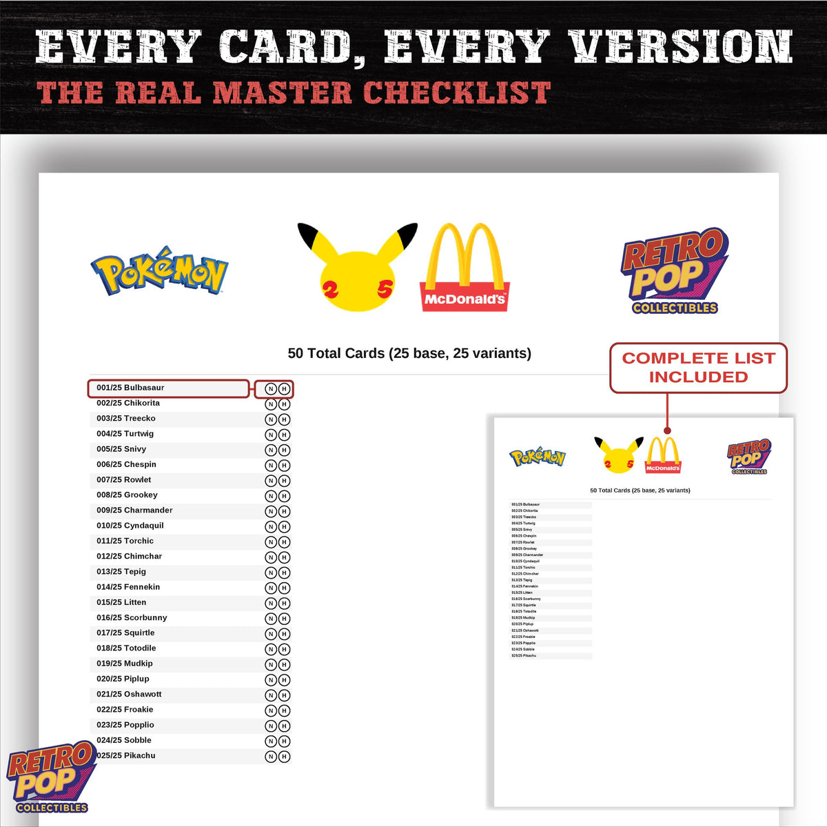 McDonald's 25th Anniversary Promos Pokemon card checklist PDF preview