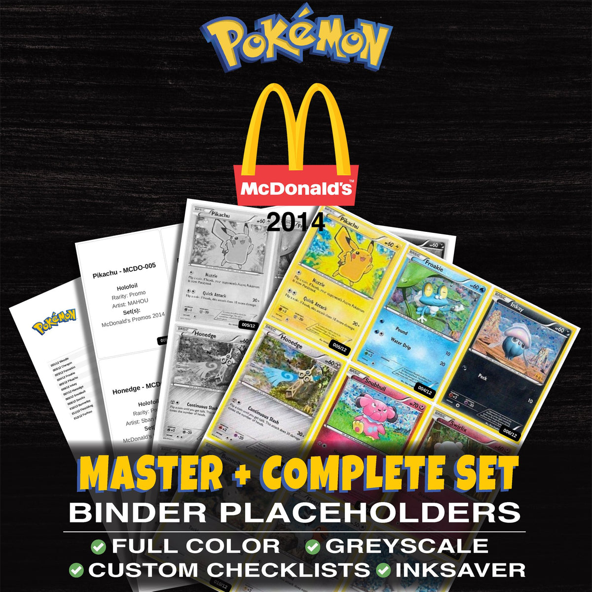 McDonald's Promos 2014 Pokemon binder placeholders printable PDF - includes Weedle