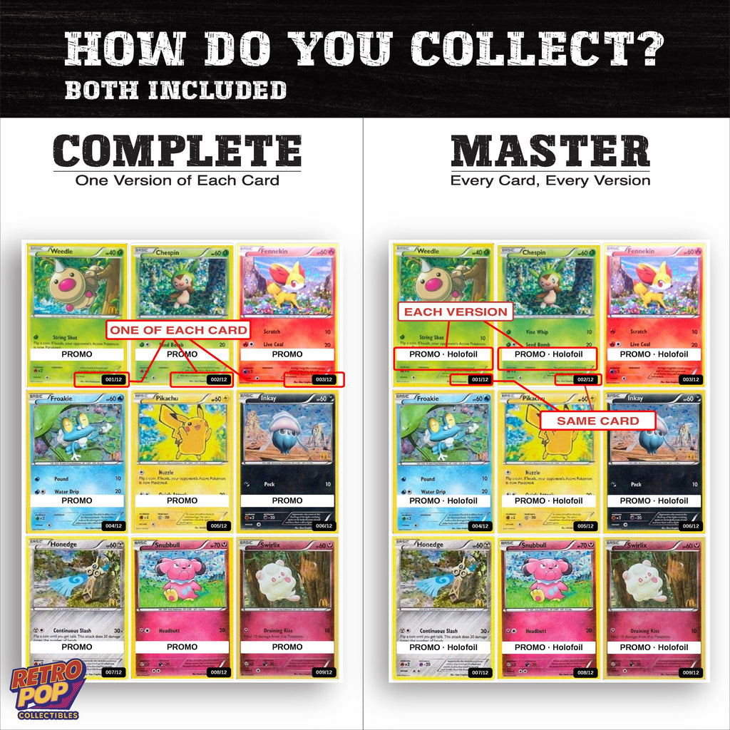 Complete Set vs Master Set versions of McDonald's Promos 2014 binder placeholders