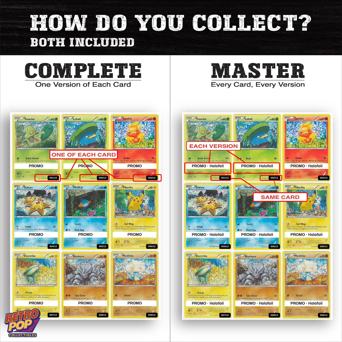 Complete Set vs Master Set versions of McDonald's Promos 2015 binder placeholders
