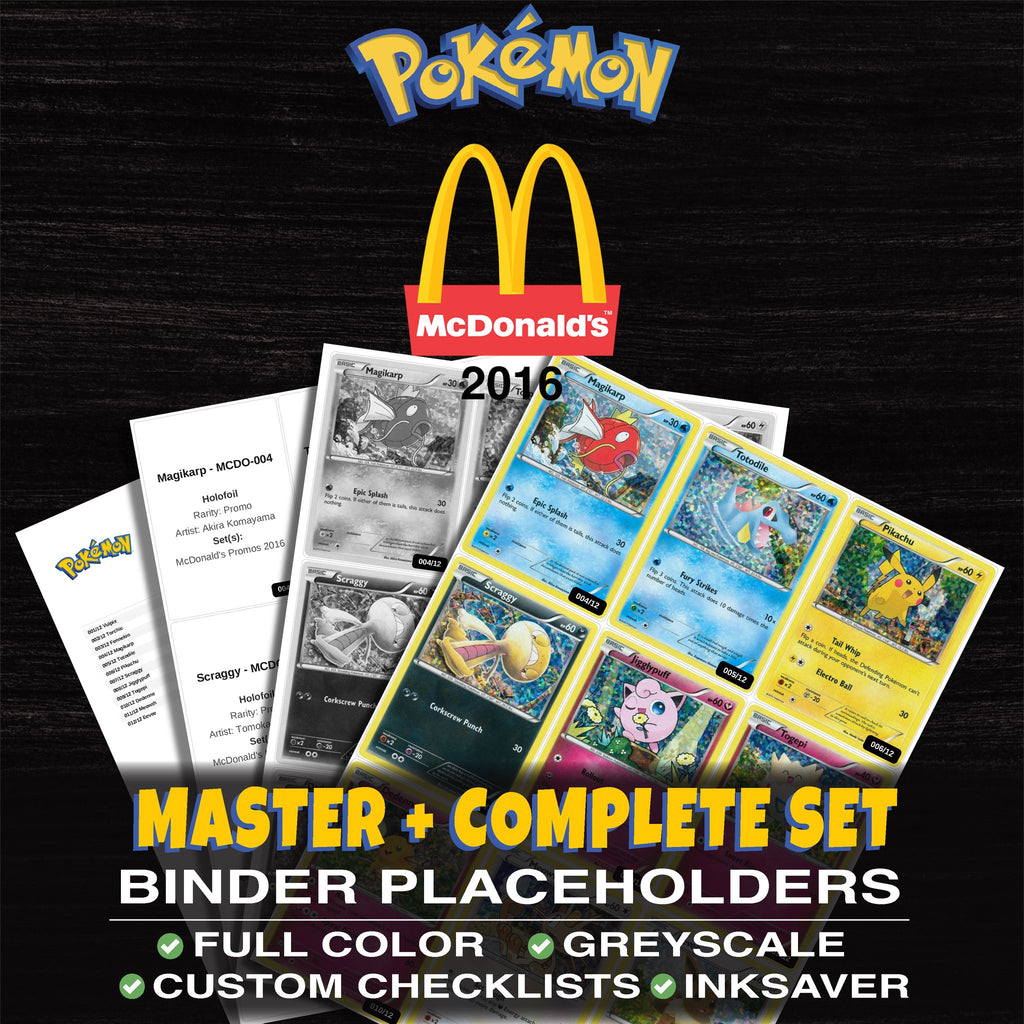 McDonald's Promos 2016 Pokemon binder placeholders printable PDF - includes Vulpix