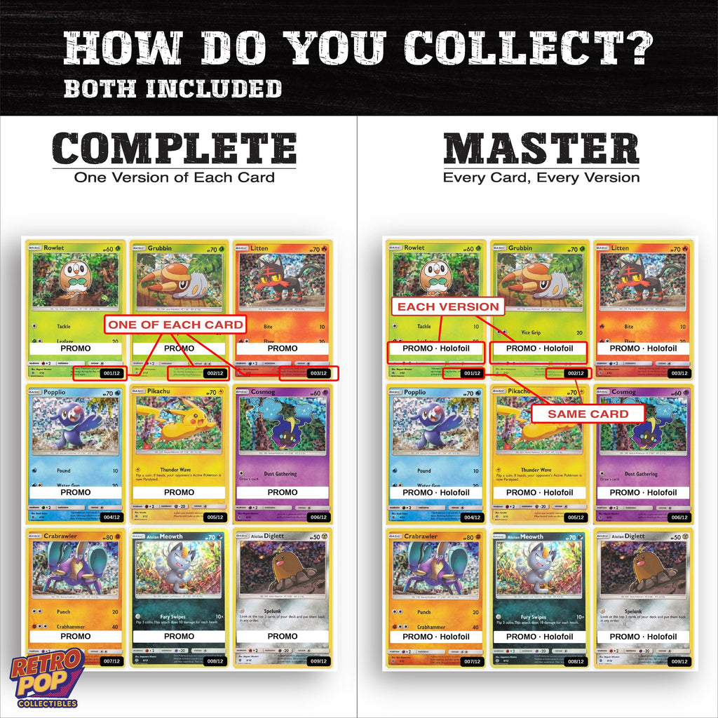 Complete Set vs Master Set versions of McDonald's Promos 2017 binder placeholders