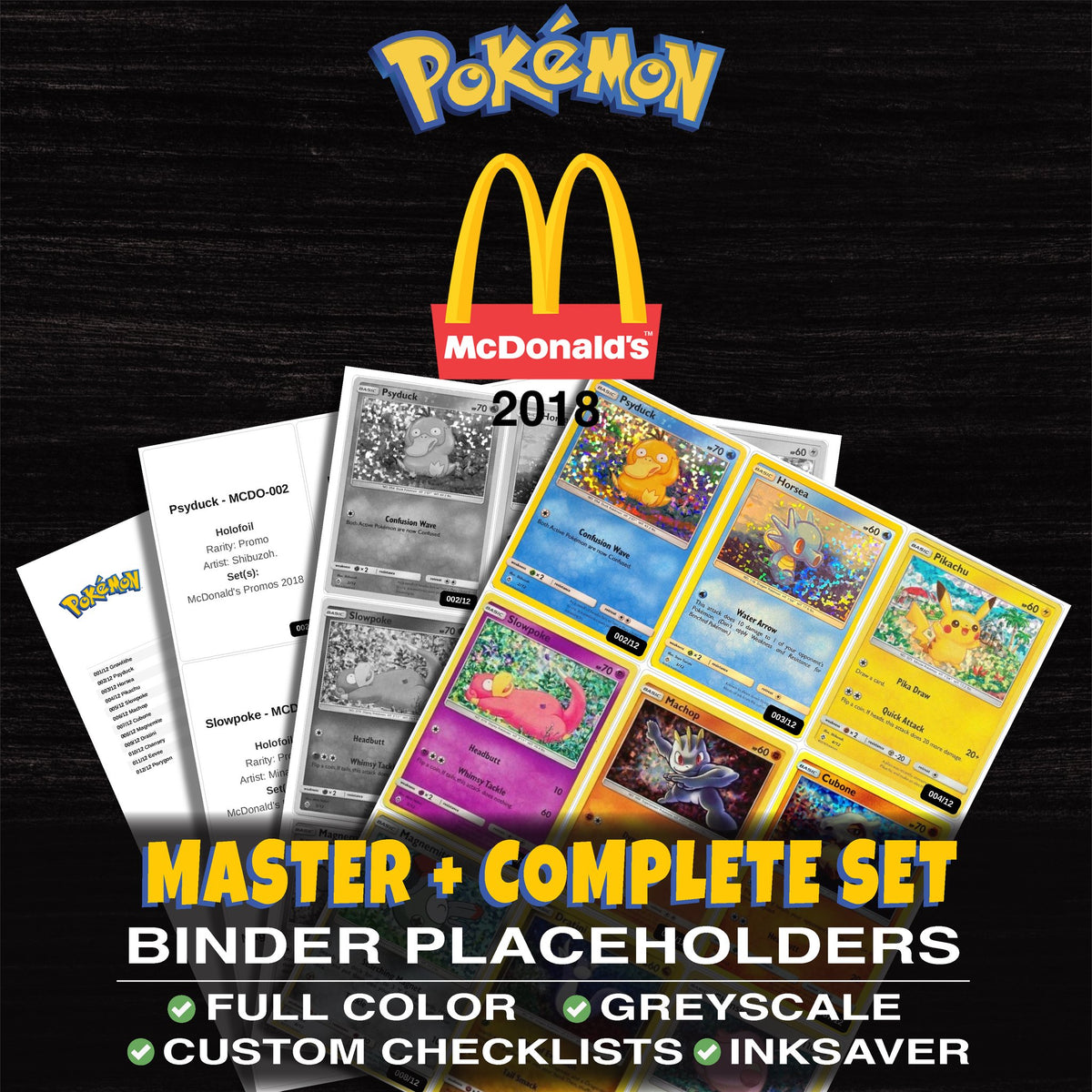 McDonald's Promos 2018 Pokemon binder placeholders printable PDF - includes Growlithe