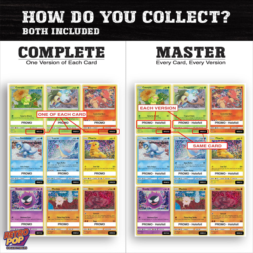 Complete Set vs Master Set versions of McDonald's Promos 2019 binder placeholders
