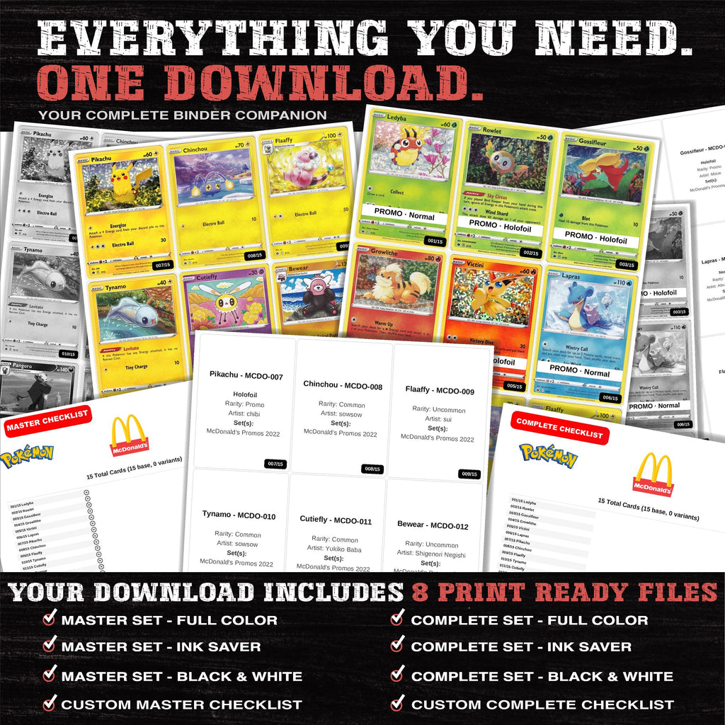 Everything included in the McDonald's Promos 2022 placeholder download - 8 PDF files