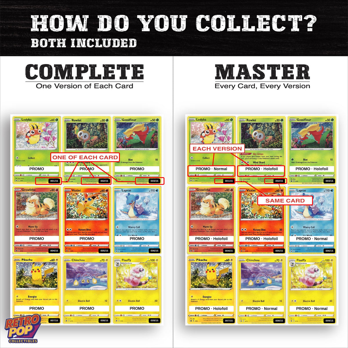 Complete Set vs Master Set versions of McDonald's Promos 2022 binder placeholders