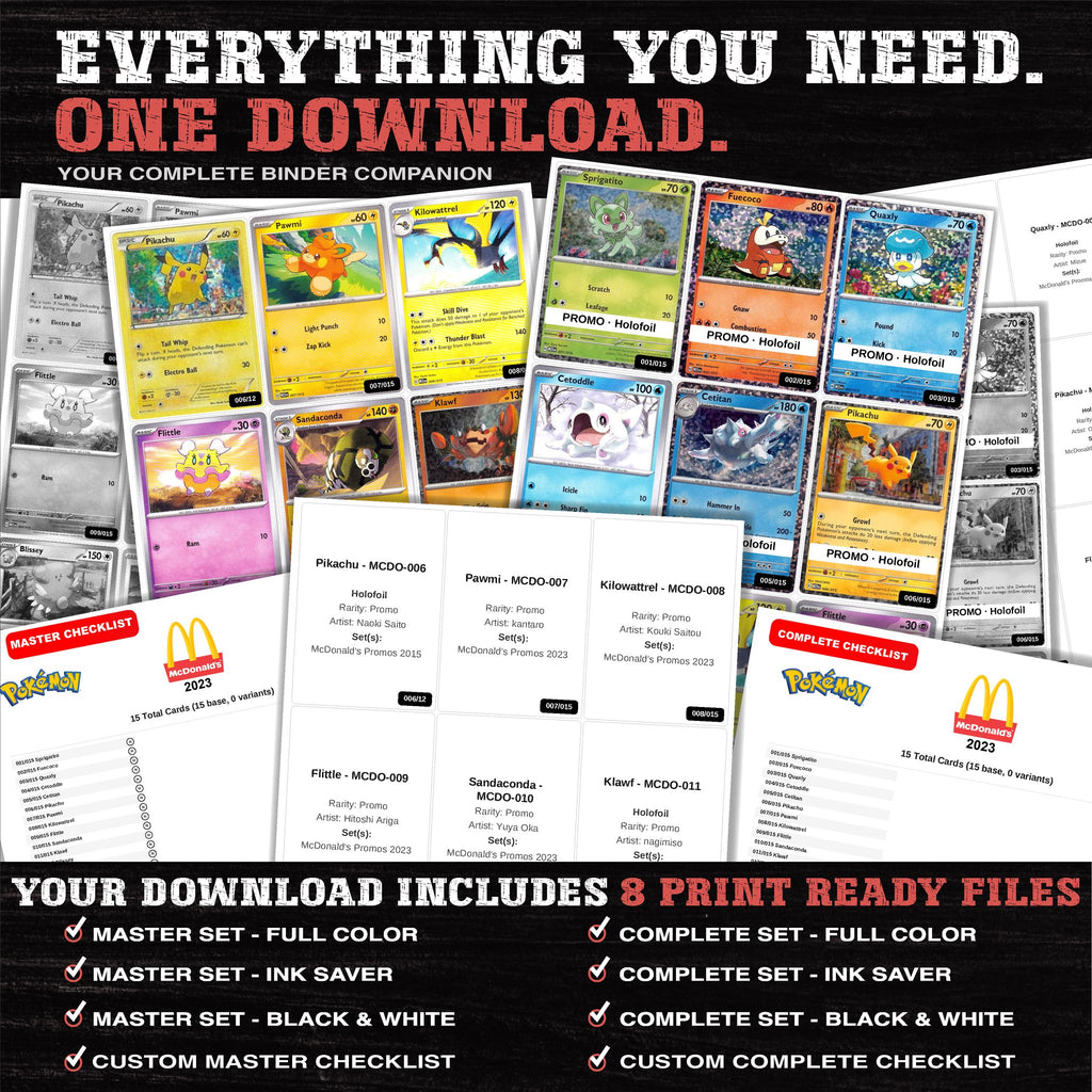 Everything included in the McDonald's Promos 2023 placeholder download - 8 PDF files
