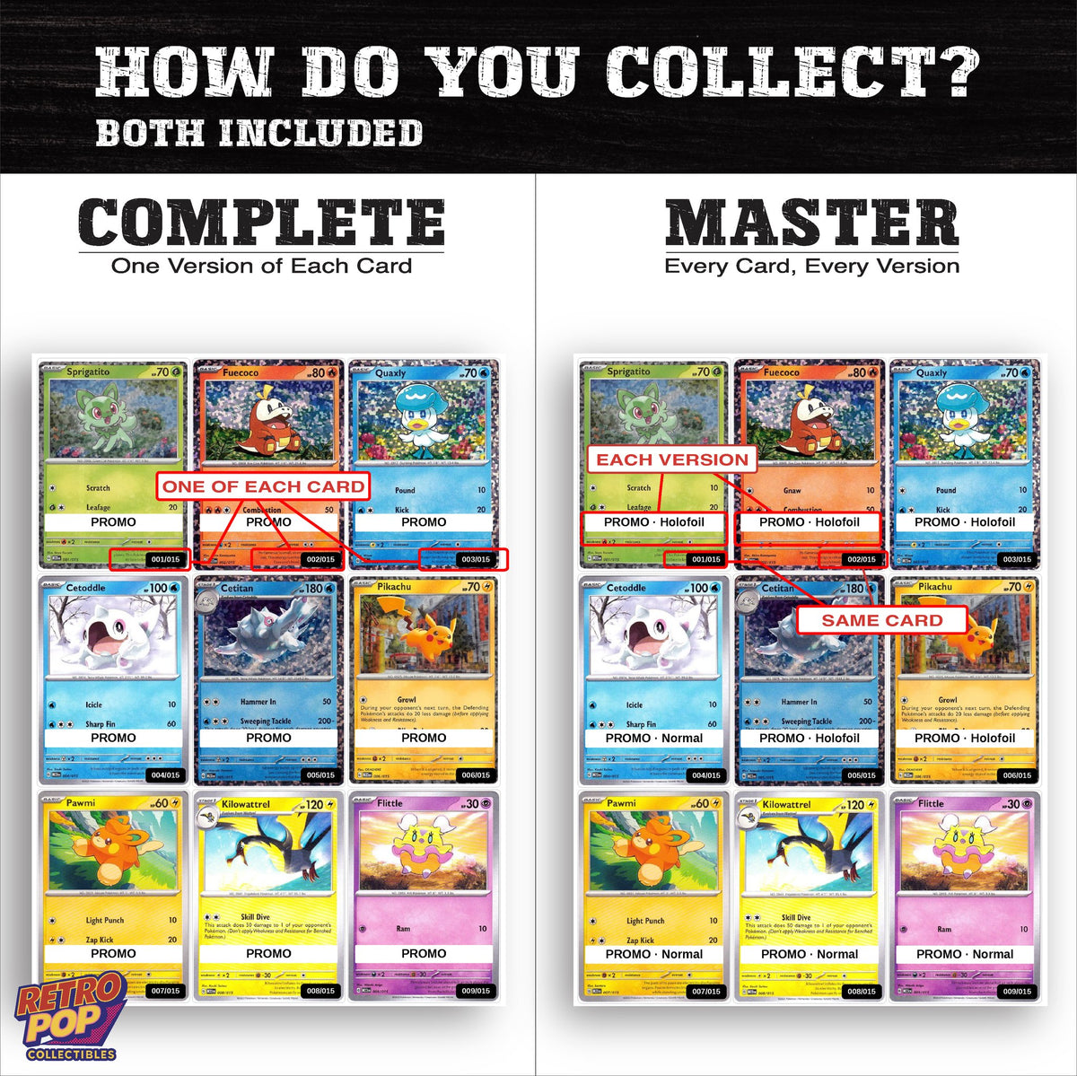 Complete Set vs Master Set versions of McDonald's Promos 2023 binder placeholders