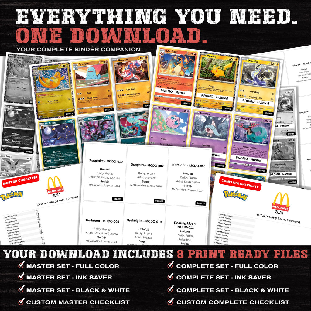 Everything included in the McDonald's Promos 2024 placeholder download - 8 PDF files