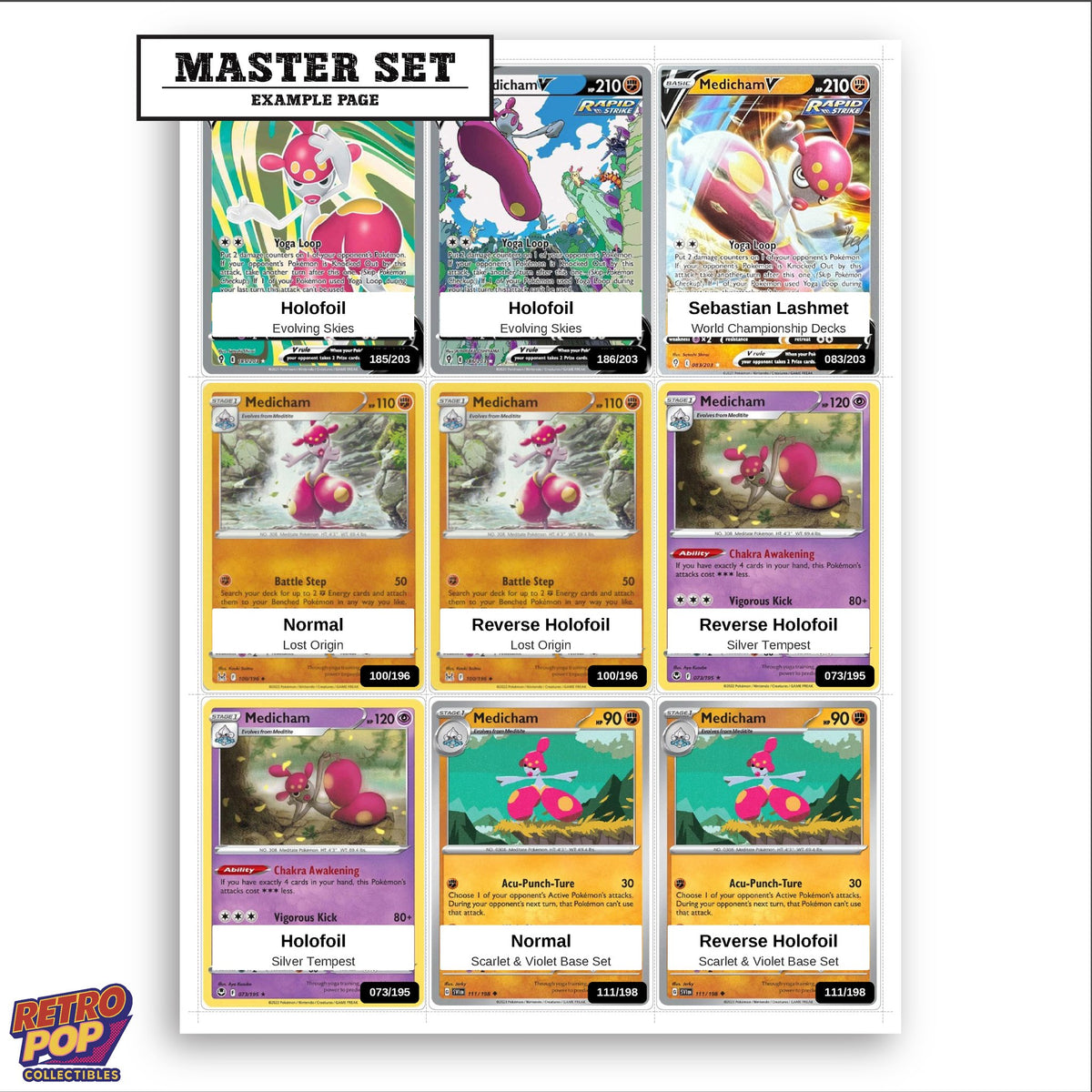 Printed Medicham Pokemon placeholders in binder - real photo 3