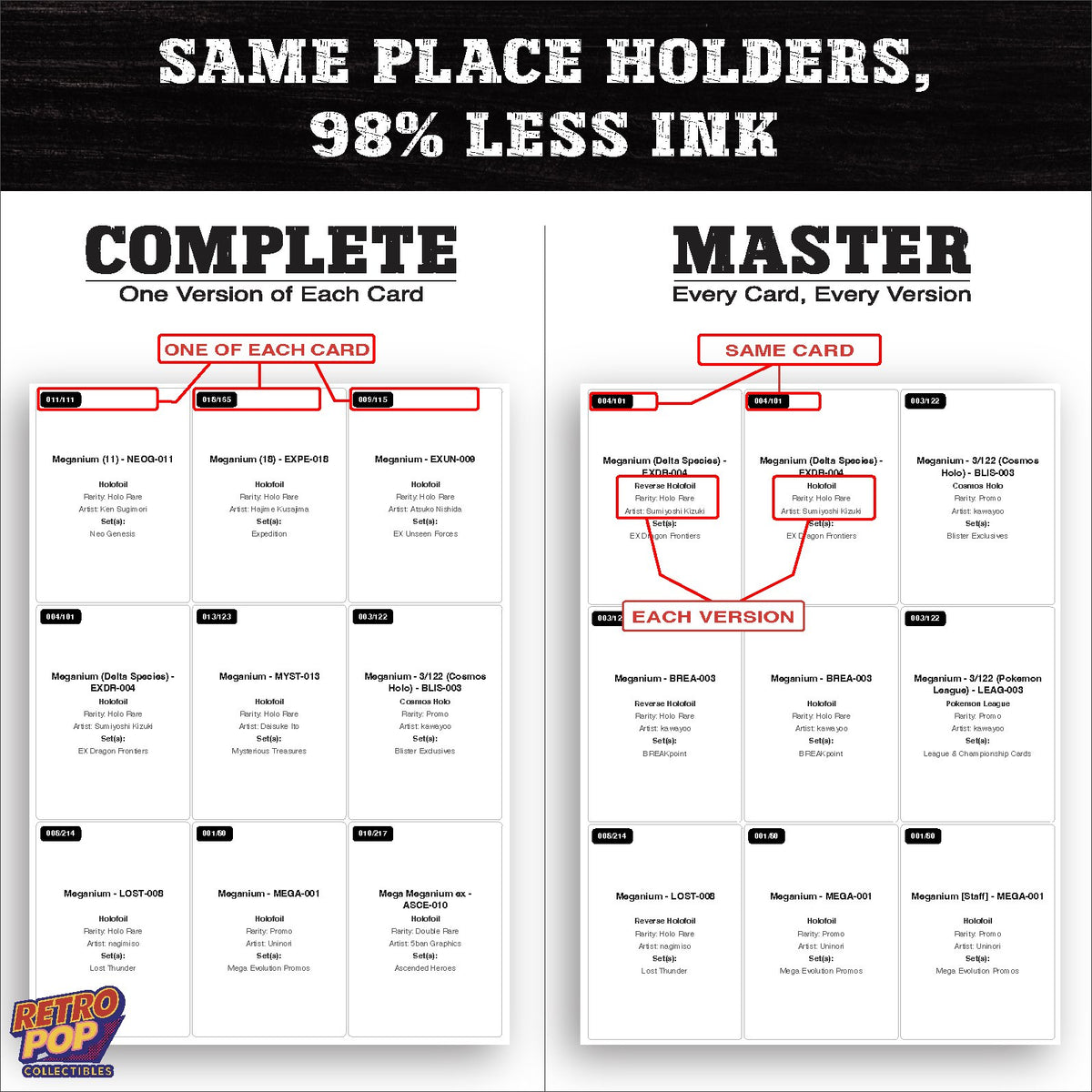 Ink saver greyscale Meganium placeholder sheet - 98 percent less ink