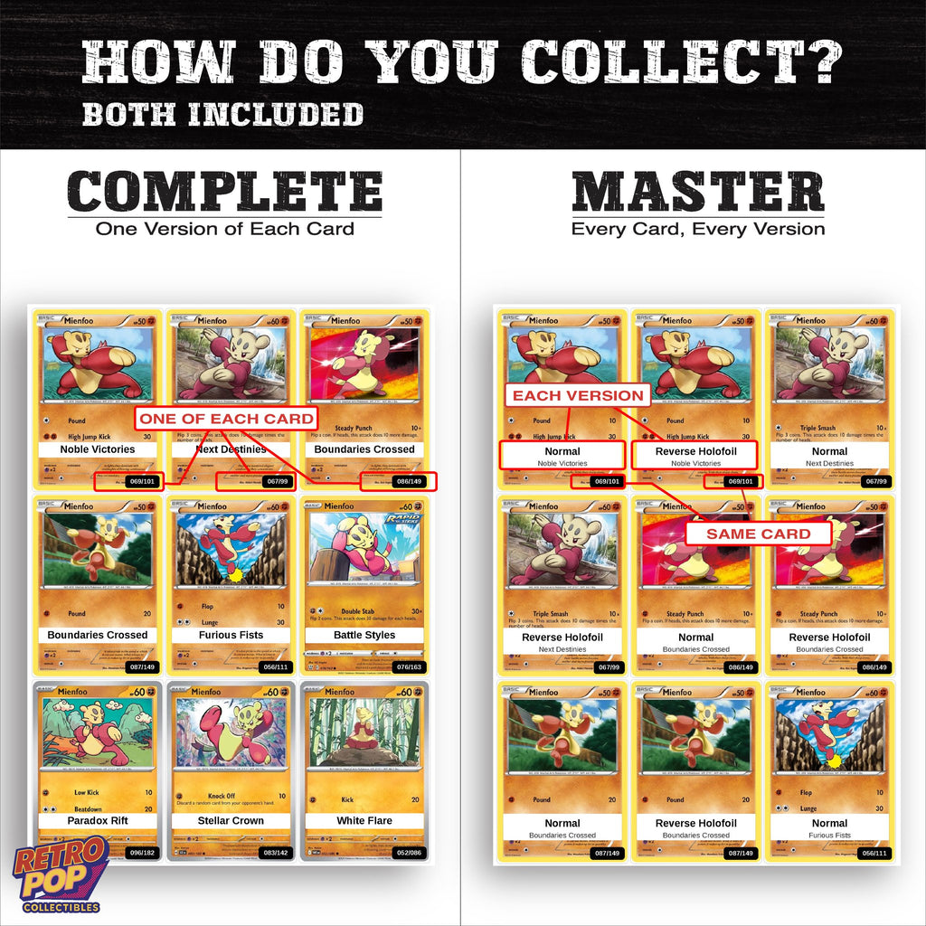 Complete Set vs Master Set versions of the Mienfoo binder placeholders
