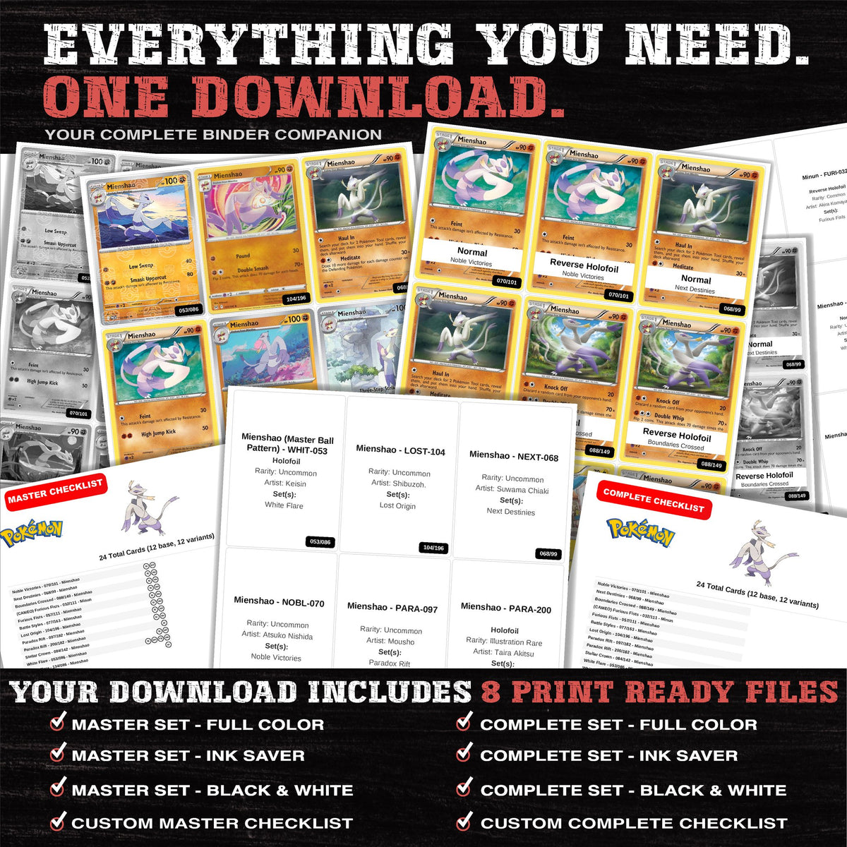 Everything included in the Mienshao master set download - 8 PDF files