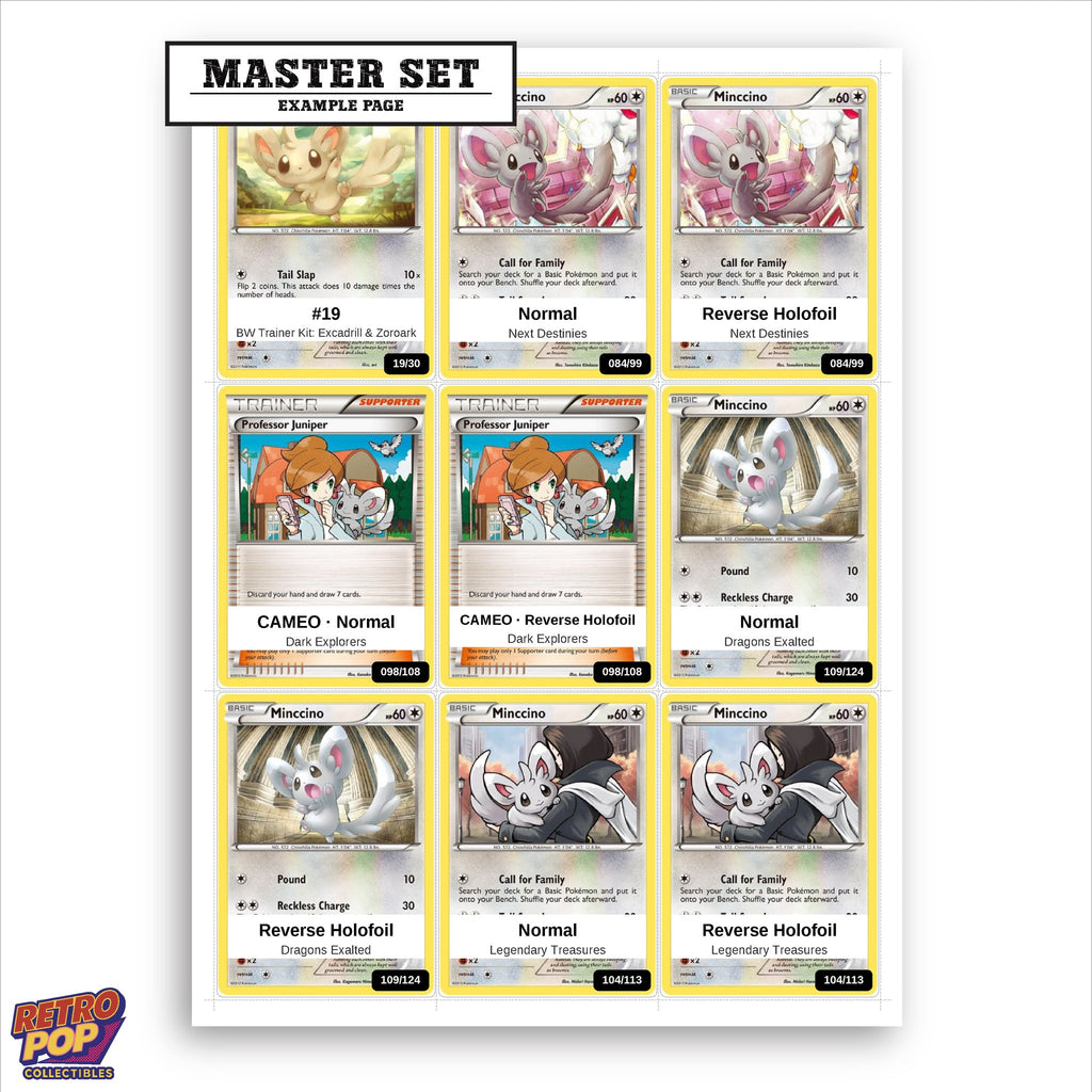 Printed Minccino Pokemon placeholders in binder - real photo 1