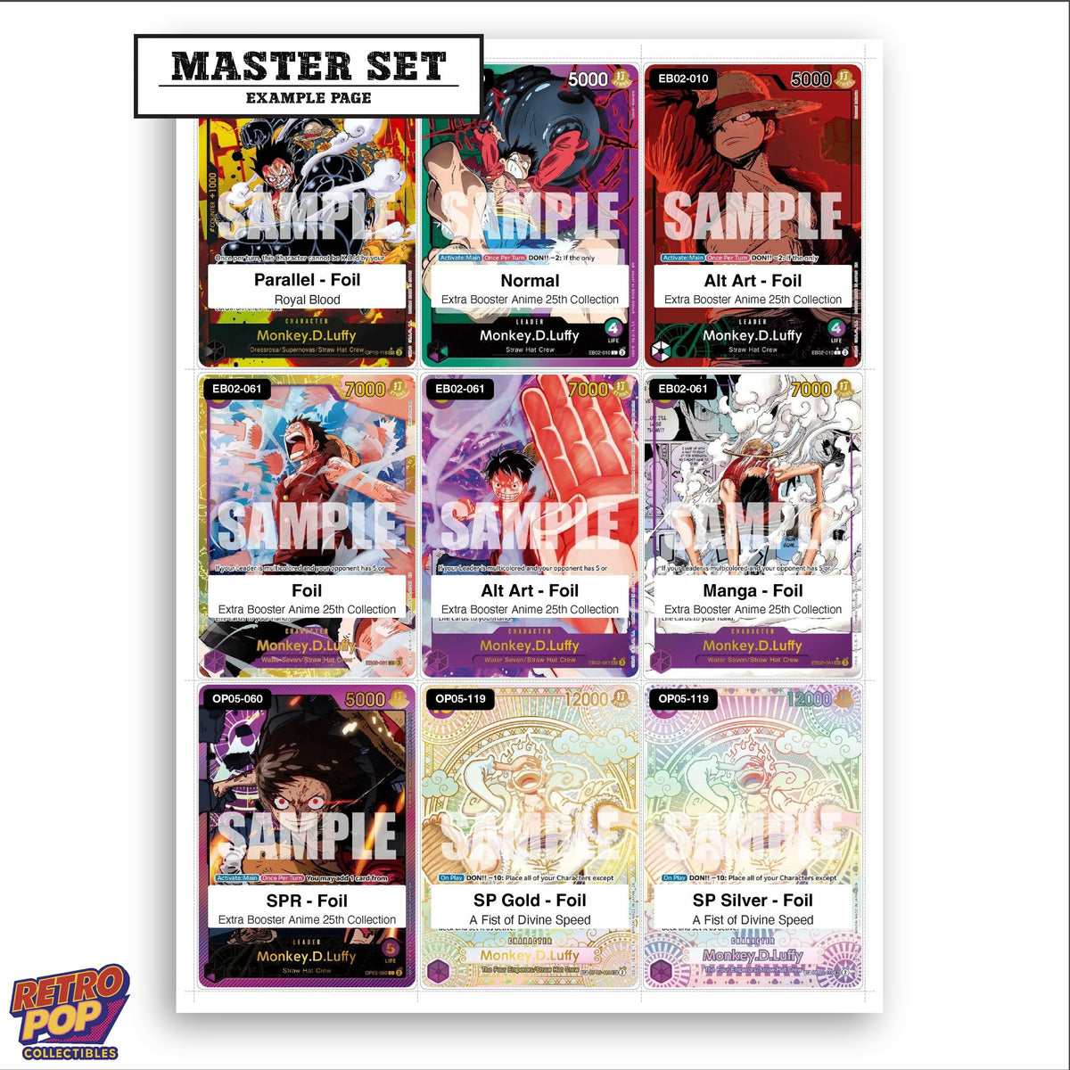 Printed Monkey D. Luffy One Piece placeholders in binder - real photo 3