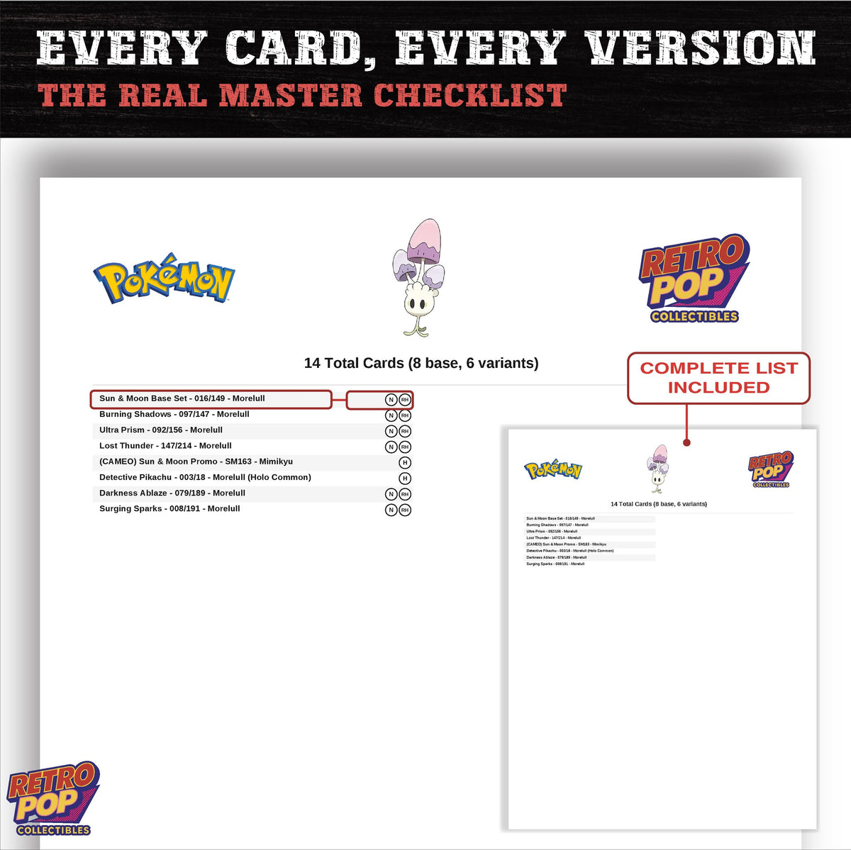 Morelull master set checklist PDF preview - every card listed