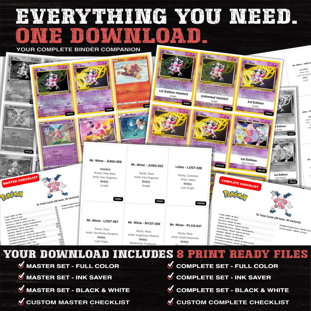 Everything included in the Mr. Mime master set download - 8 PDF files